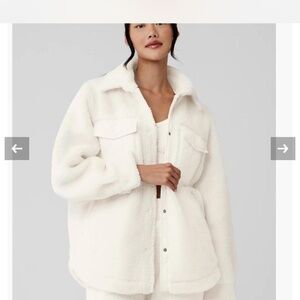 ALO Yoga Sherpa Edge Shacket Ivory Plush Teddy Jacket XS Excellent Condition